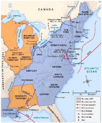 US Burns York (now Toronto) US figured the Canadians would welcome the Americans and quickly join the US to expel Britain from North America this did not happen Perry Defeated the British on Lake