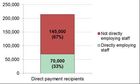 04 16 Direct payment recipients Around 214,000 adults, older people and carers received direct payments from councils social services departments in 2012 / 2013 (HSCIC).