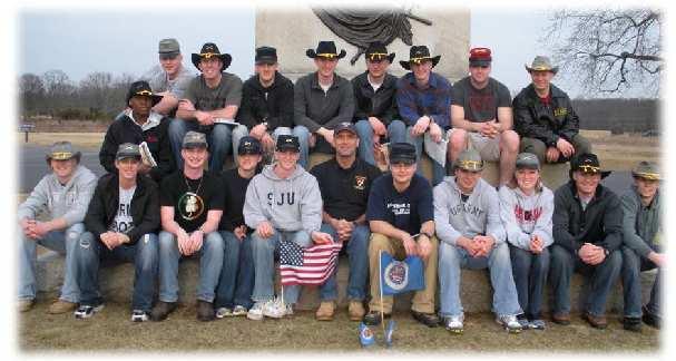 The Fighting Saints Battalion senior class, accompanied by LTC Fischer and MAJ Errington, conducted a staff ride on the Battle of Gettysburg in Pennsylvania to analyze this major Civil War battle on