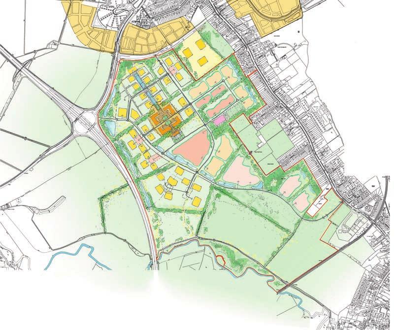 10 Prepared by Aukett Swanke Scale 1:5000 Land use Residential Green space Science park Community uses Roads, hedgerows and landscape corridors Preserving and protecting Under the proposals 87 ha