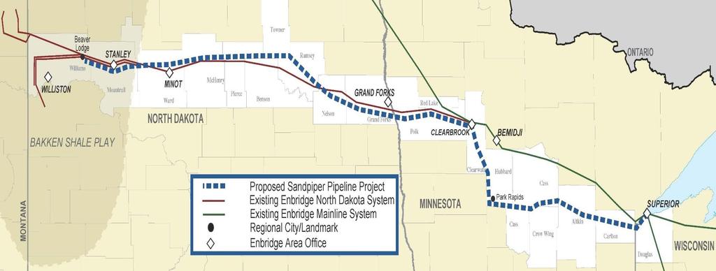 Sandpiper Pipeline Project Map Approx.