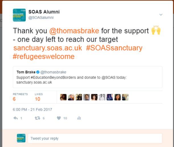 Really important to publicly thank donors/social media ambassadors.