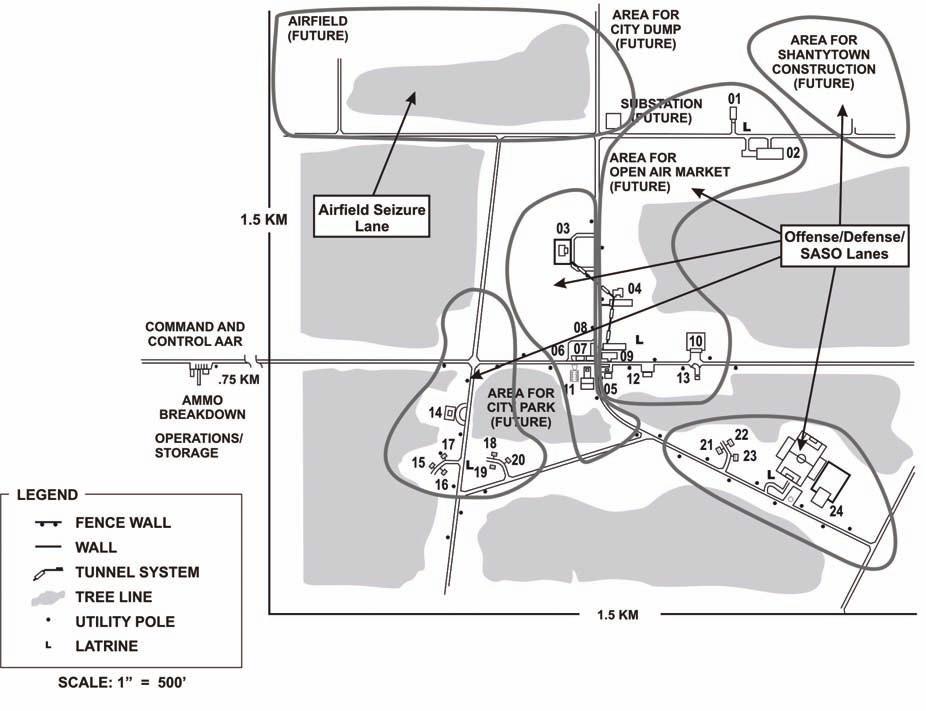 Combined Arms Collective Training Facility Figure 5-3. Company/team ST sectors. 5-7. Other urban features pose a variety of terrain considerations.
