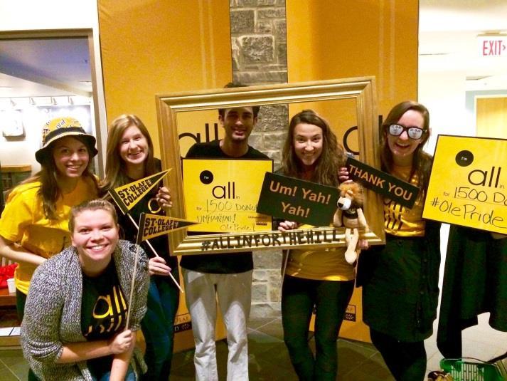 St. Olaf Fund Volunteer Handbook 2016-2017 All in for the Hill is the St. Olaf Fund s 24-hour day of giving. Started in 2015, this one-day online event brings together the entire St.