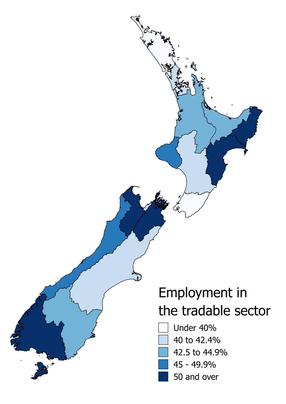 Figure 9 Tradable sector employment by region Business Demography 2017 Source: Statistics NZ,