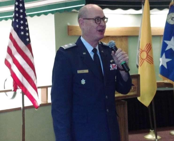 Top: New Mexico Wing Commander Col. Mike Lee briefs members on the state of the Wing. (Photo: Lt. Col. Jay T.