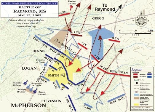 Battle of Raymond May 12, 1863: McPherson s XVII Corps vs. Gregg s Brigade XVII Corps was committed piecemeal, teaching McPherson lessons he would use in the future.