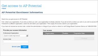 do Signing in to AP Potential: www.collegeboard.