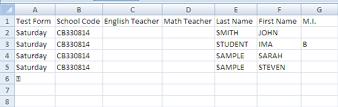 Excel Format The columns will expand to the proper width Student
