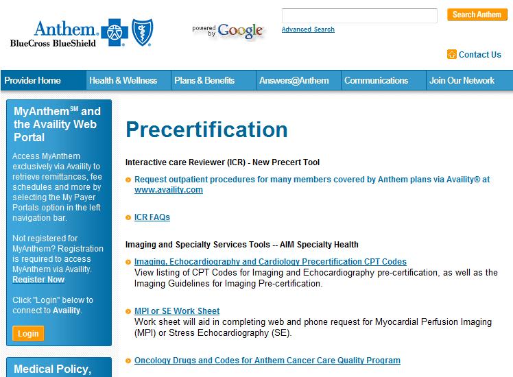 Precertification Tools Interactive Care Reviewer (ICR) ICR FAQs o Outpatient Medical o