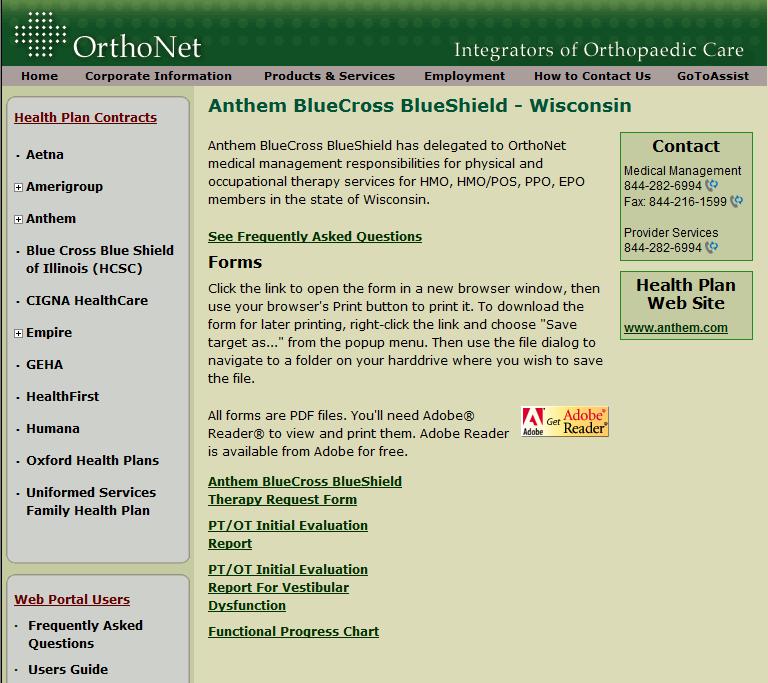 OrthoNet website www.orthonet-online.