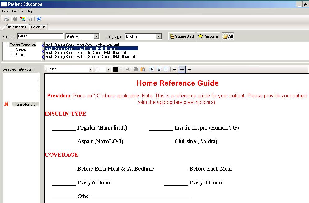 Figure 10: Home Reference Guide Note: These instructions will only pull to the Patient Summary.
