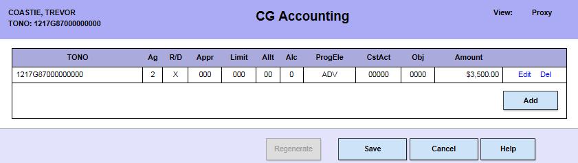 Requesting a PCS Travel Advance via Proxy, Continued 20 This will bring up a generic Line of Accounting.