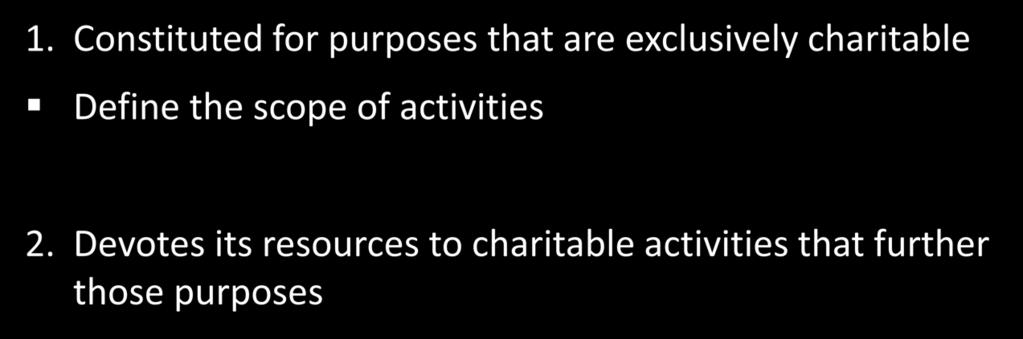 Definition of Charitable Purpose Eligibility for Charity Registration based on: 1.