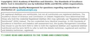 Terms 1 st Standard: Quality of Leadership Basis: Recognizes that the organization employs an RDN in a leadership role who motivates RDNs to be the organization s nutrition and