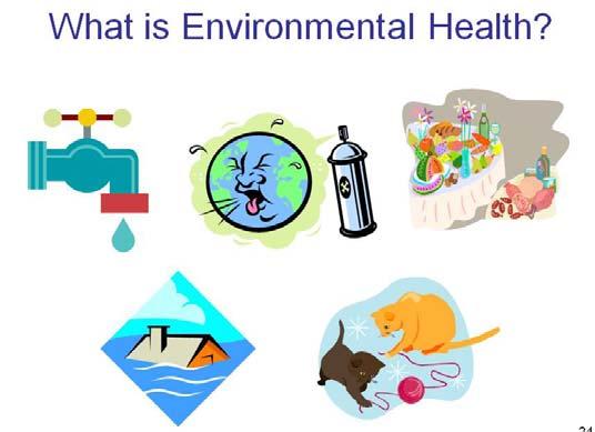 After completing this section, participants should be able to: Describe the basic principles of environmental health What is environmental health?