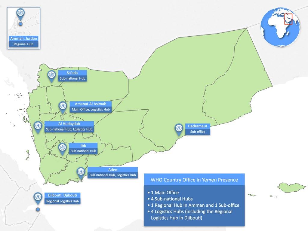 18 ANNUAL REPORT 2017 Strengthening WHO s presence and support across Yemen The Health Cluster response, though robust, is not enough for a crisis of this magnitude.