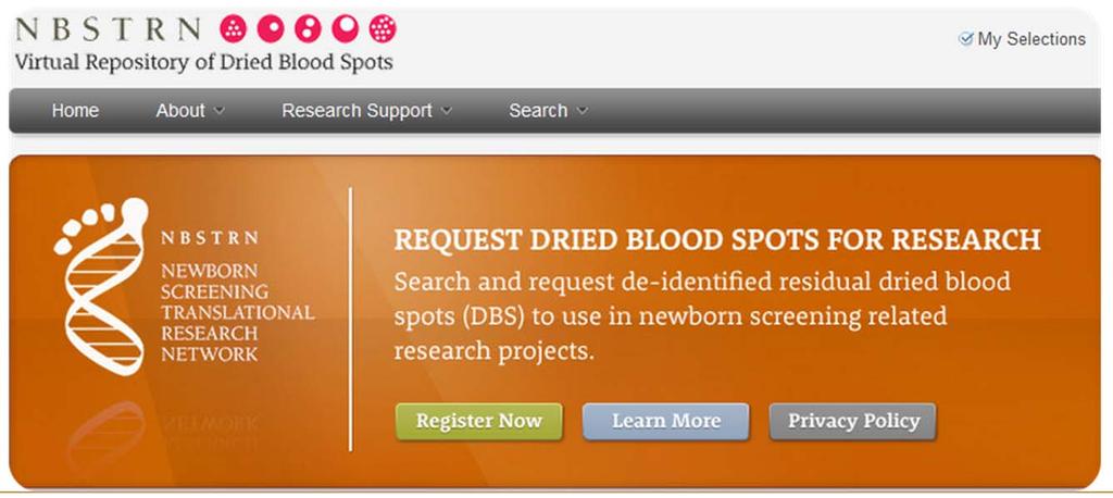 Virtual Repository of Dried Blood Spots (VRDBS) Secure, centralized & web-based Pilot phase 6/12 to 9/12 production date: 9/26/12 Inventory of DBS samples over 2.