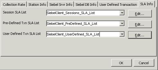 Foglight Cartridge for Siebel Setting Siebel SLA Parameters Use the SLA Info tab to enter data relating to the Siebel Client server. To set the SLA parameters 1.