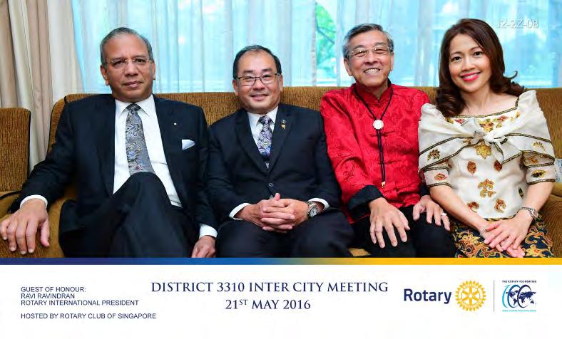 Message from the District Governor Philip Chong Dear Presidents and Fellow Rotarians, I wish to express my sincere thanks for your kind support and participation of the Inter-City meeting which has