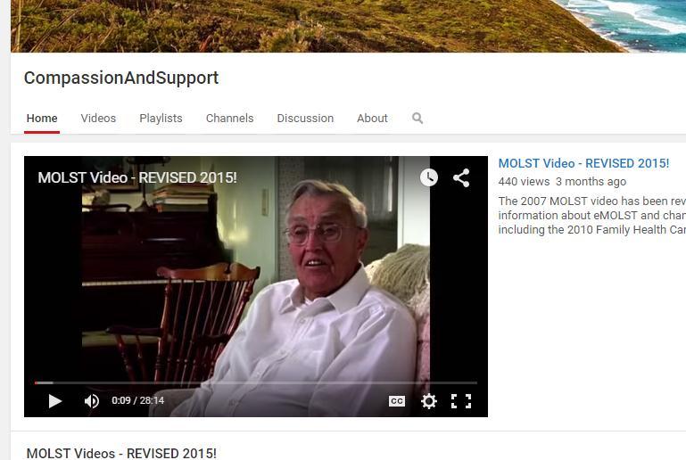 CompassionAndSupportYouTubeChannel Key MOLST Resources MOLST Training Center and MOLST pages on CompassionAndSupport.org https://www.compassionandsupport.org/index.