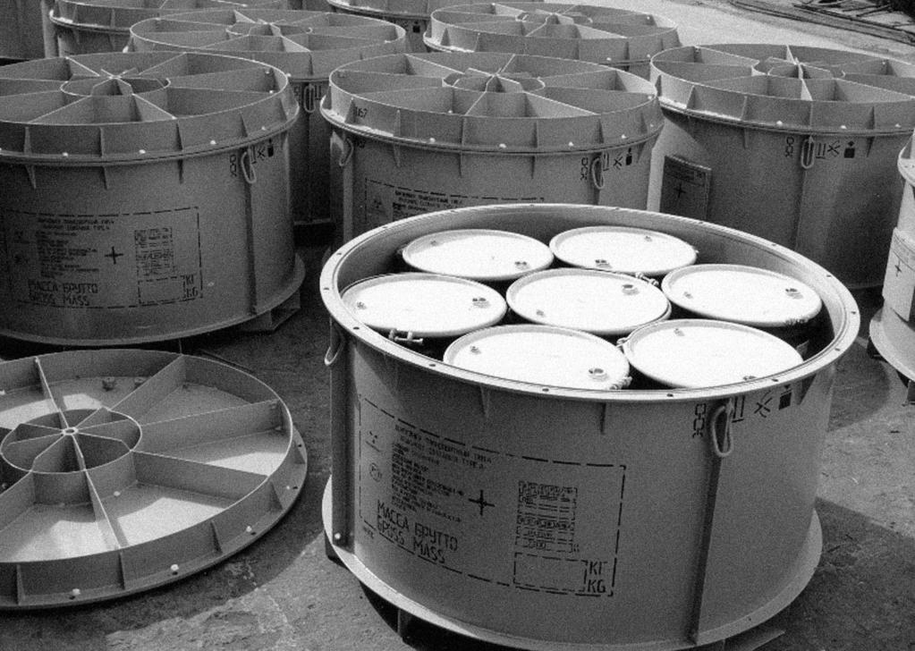 Figure 5: Steel Containers Used to Store Solid Radioactive Waste from Dismantled Submarines Source: DOD. U.S. and Foreign Officials Believe That AMEC Has Benefits Beyond Projects Supporting CTR Despite AMEC s limited impact on the CTR program, U.
