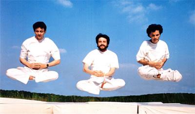 Transcendental Meditation & Yogic Flying First stage demonstrated above: the body lifts up in a series of spontaneous hops then practice leads to second stage, hovering for a short time, then third