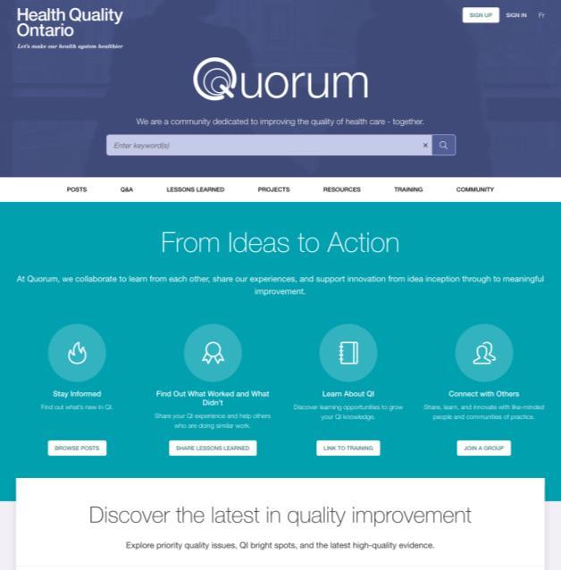 QIP Supports QUORUM Ontario s new online health care quality improvement community