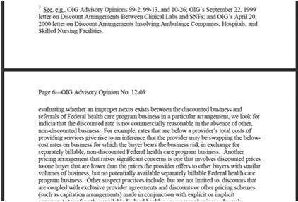 Favorable Reduced-rate arrangements for the provision of therapy services at state-operated veterans' homes Additional guidance cited: footnote reference to 1999 and 2000 OIG letters on swapping