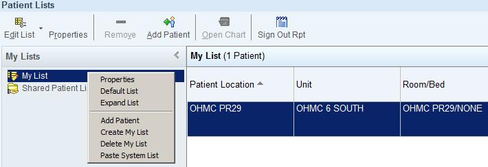 Adding & Removing Individual Patients onechart/epic 1.