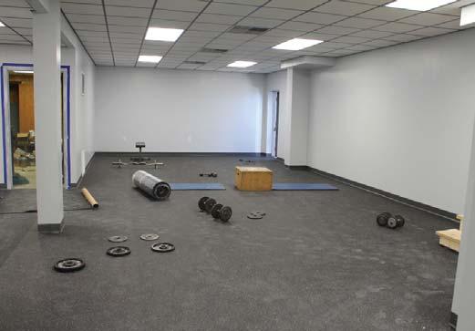 classroom which will be used for yoga, spin, and zumba