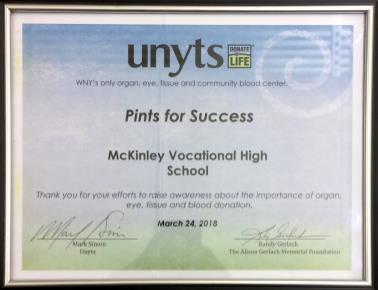 WHAT WE ACCOMPLISHED Donate Life Club earned the Pints for Success Recognition