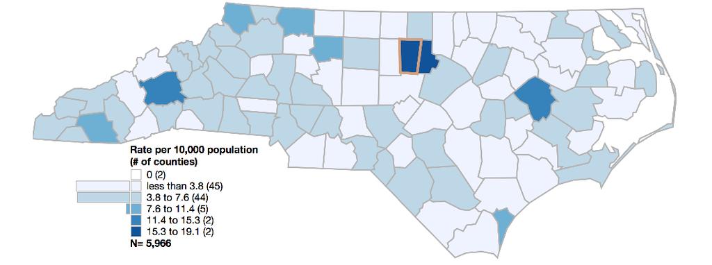 Nurse practitioners are more prevalent in urban counties and the western part of NC Nurse