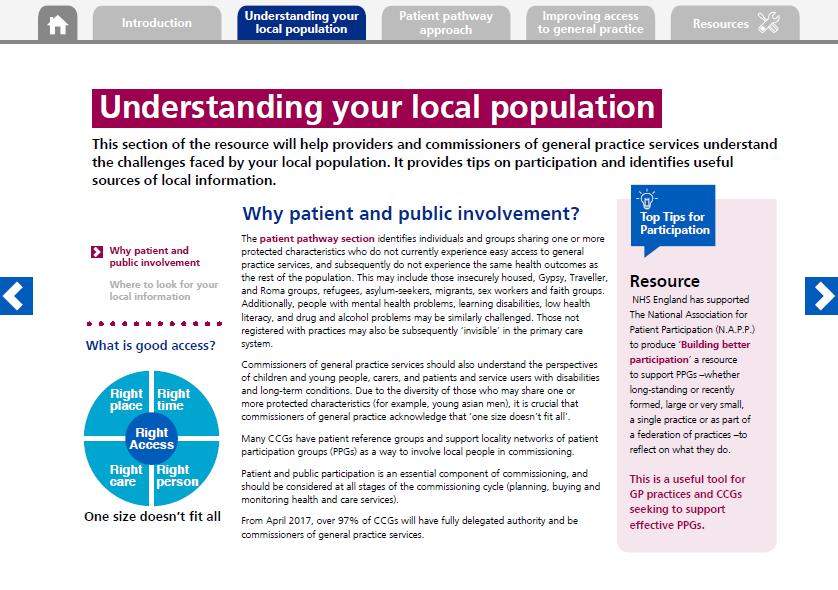 Inequalities Resource designed to support the core requirement to address issues of inequalities in patients experience of accessing general practice and put actions to resolve in