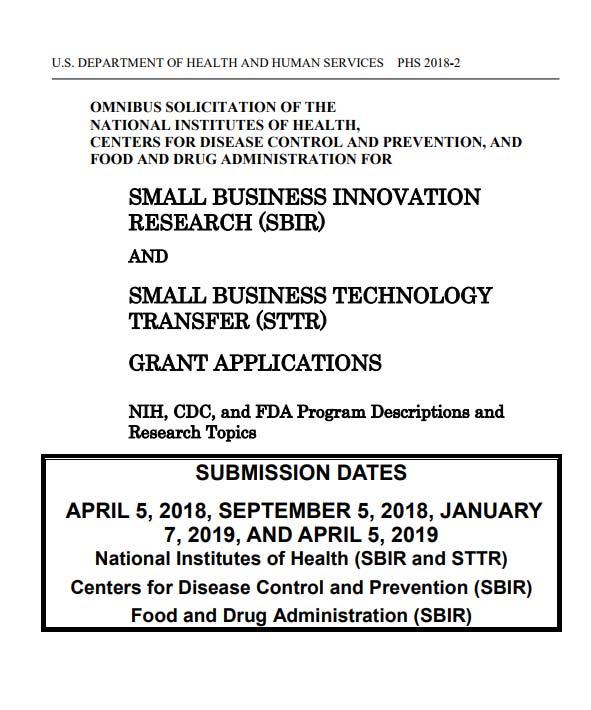 SBIR Omnibus Solicitation PA-18-573: CT Required You