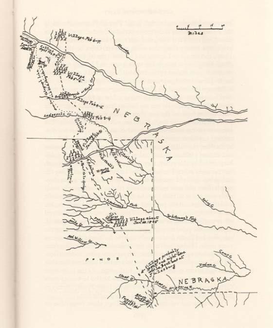 Figure 2, George Bent s Map of the Post Sand Creek Events In battlespace terms, between Feb 4 and 7 th 1865 Mud Springs would have presented Cheyenne fighters with a magnificent AO.