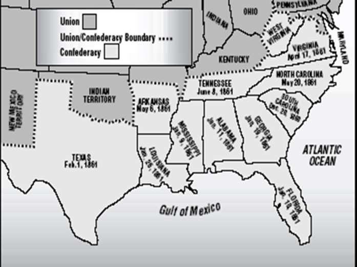 THE UNION IS DISSOLVED Seven states have seceded South