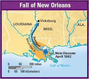CAPTURE OF NEW ORLEANS To block off the South the Union planned to take the Mississippi River Came up through the mouth of the River- through the Gulf- to take New Orleans Taking hold of the river