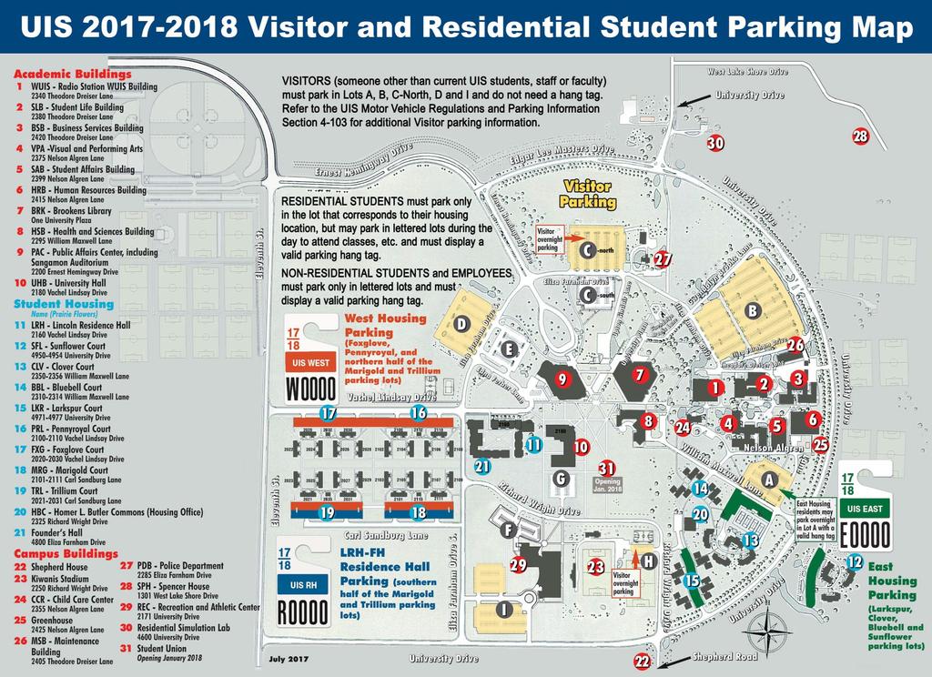 PARKING INFORMATION Please read the following information carefully and refer to the map of University of Illinois at Springfield.