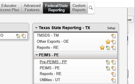 2) PRE PEIMS 425 REPORT a. Go to Federal/State Reporting > Texas State Reporting > PEIMS >Pre PEIMS b.