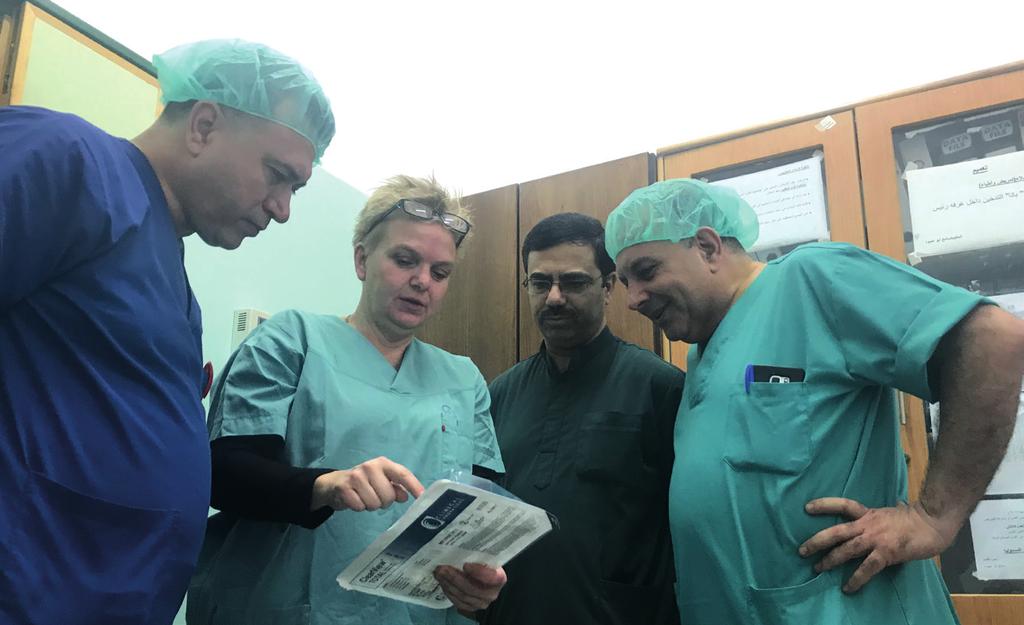 PALESTINE Grant: 10 000 000 NOK EAST JERUSALEM RAMALLAH GAZA CITY Laparoscopy team at Al-Shifa receiving medical equipment from Country Director and gynaecologist Marit Lieng.
