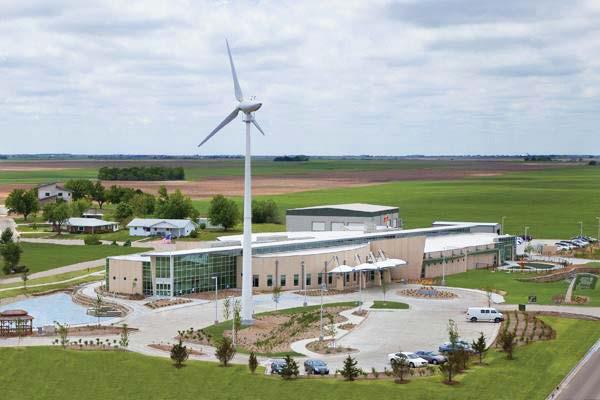 The wind turbine generates approximately 220,000 kwh annually to reduce the grid power needed to operate the hospital (Greensburg GreenTown, 2009).