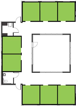 Page 72 Plan universal room modules: To standardize flexibility for the project, design universal room modules to accommodate a variety of uses.