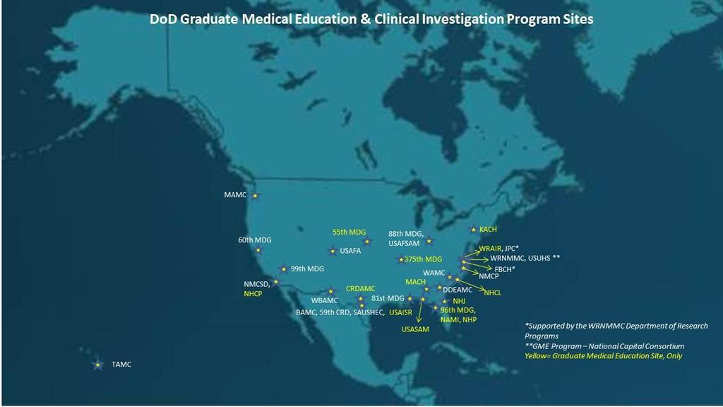 DoD CIP and GME Sites Adapted from information provided by DHA