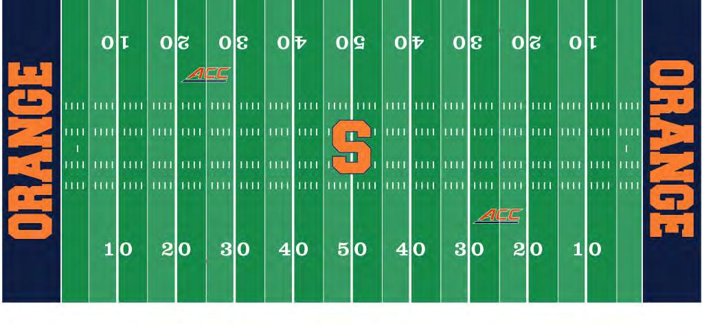 PLAYING SURFACE Football The ACC logo stencil should be used to apply the logo between the 20 and 30 yard line on both sides of the institution s football field. The stencil, which is 29 x 8.