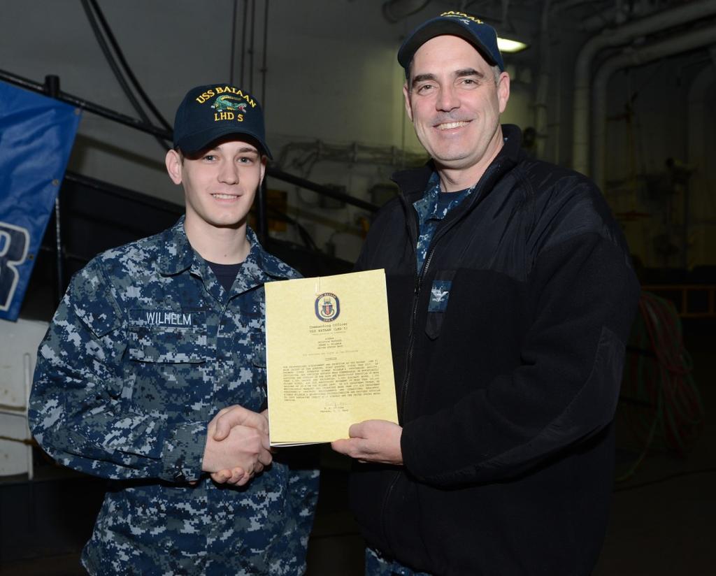 Boatswain's Mate Airman Shane Wilhelm USS BATAAN SPARKS ENDICOTT WILHELM On March 1, sailors and