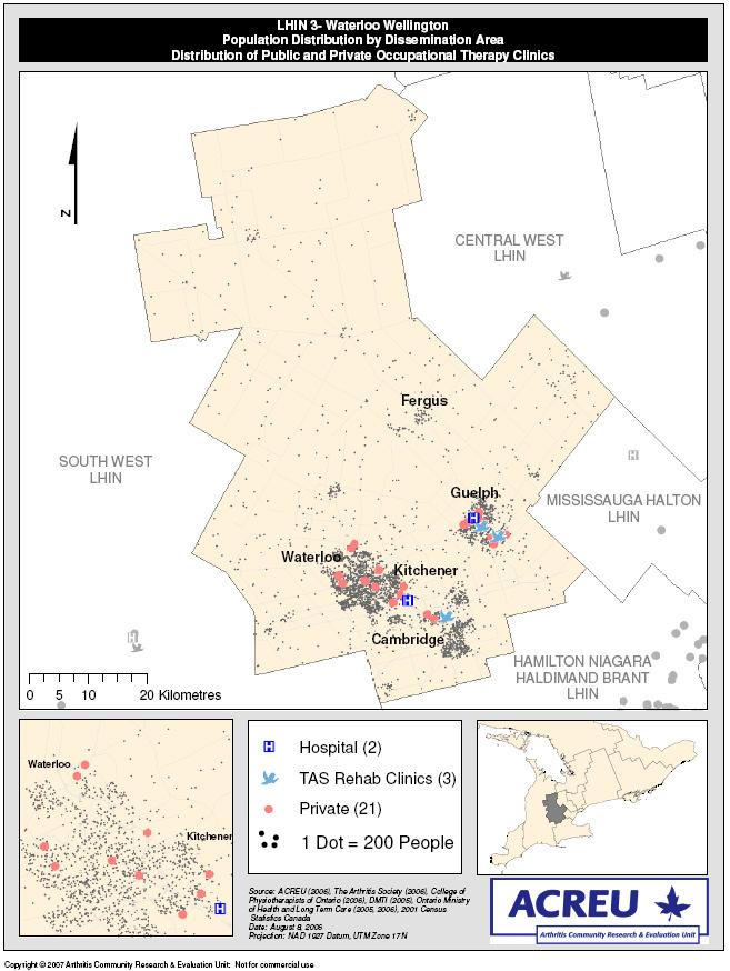 Map 2: Distribution of privately and publicly funded community occupational