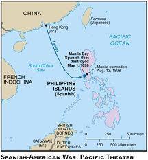 April 23 Commodore George Dewey ordered to Philippines May 1 American fleet destroys Spanish fleet (Manila