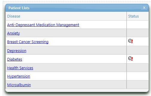 Patient Detail: Patient Lists Hyperlinks to list details Details show