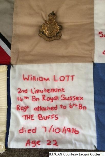 He was killed in action on the Somme on 7 th October 1916 he was attached to 14 th Bn Royal Sussex Regt.